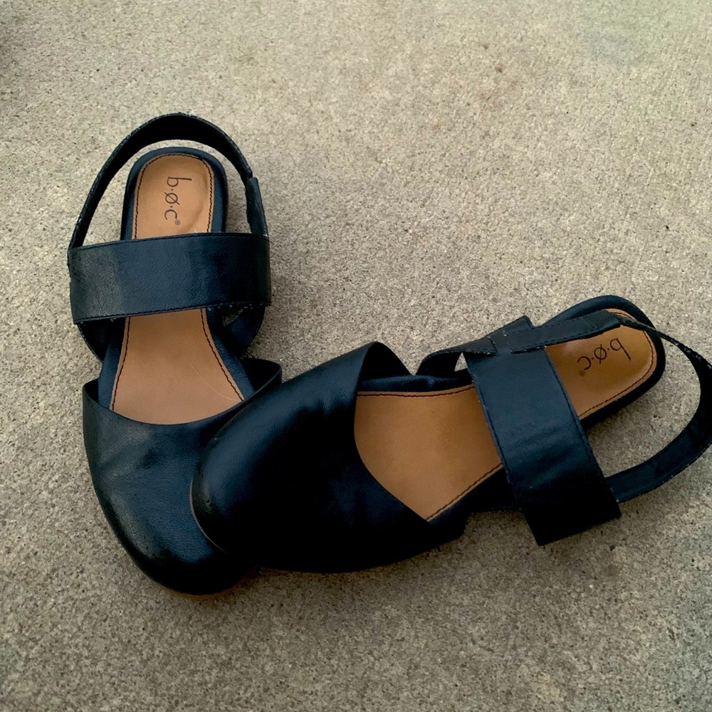 Born Black Leather Flats
